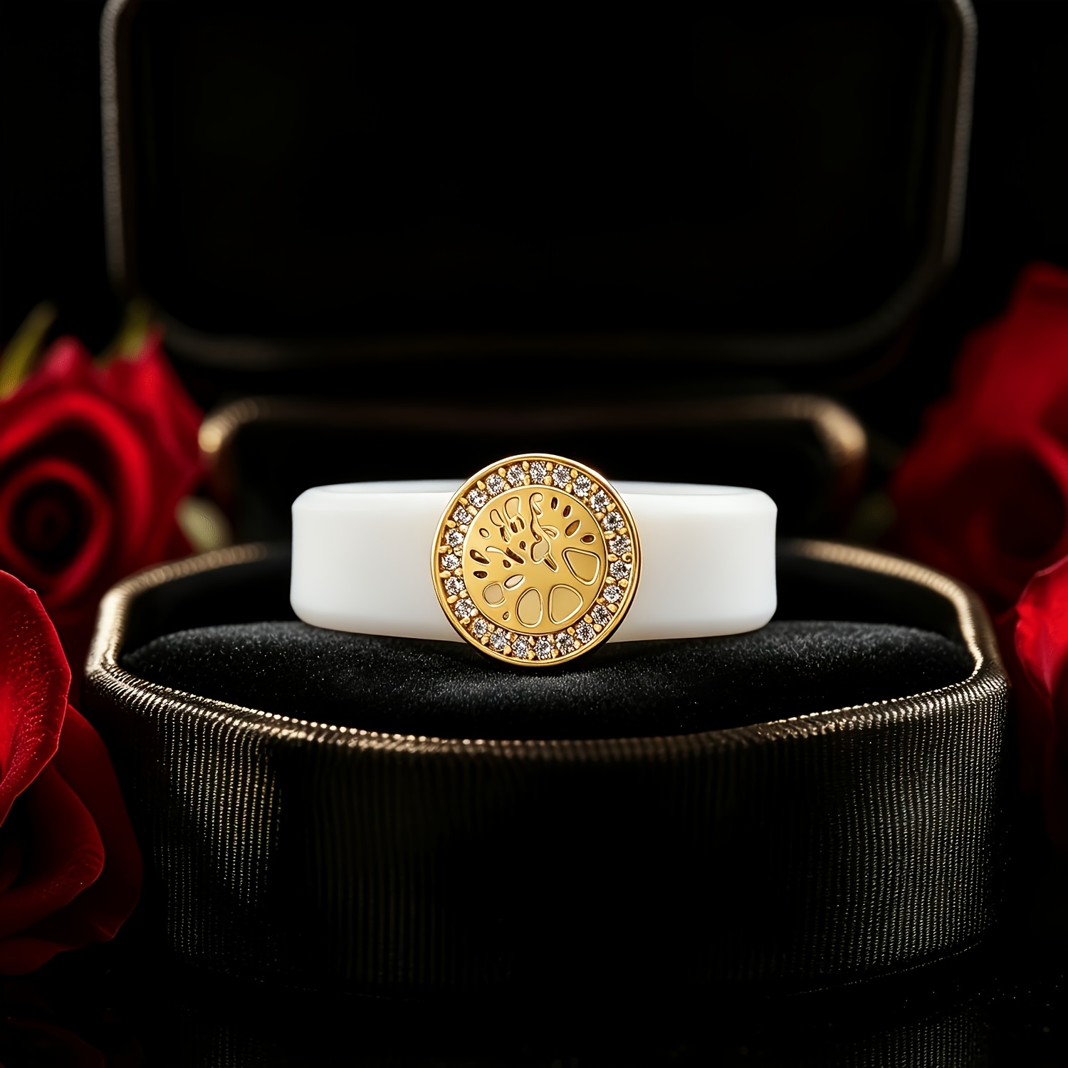 14K Gold-plated Tree of Life Silicone Ring, Unique Vow Ring